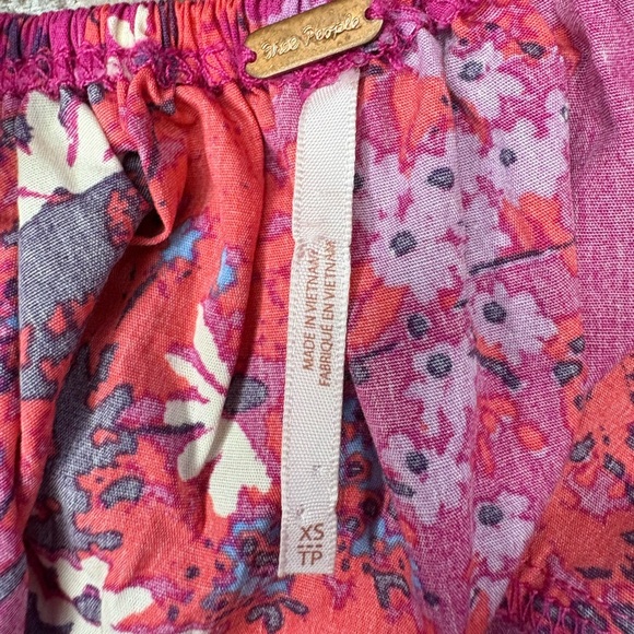Free People Let The Sunshine In Printed pink Floral Strap Flare Dress sz XS - Picture 11 of 12